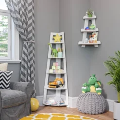Kids' Corner Ladder Wall Shelf White - RiverRidge Home -Kiddo Land Store GUEST 020159fe cabb 44a3 89f6 44a61cde4dd8
