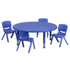 Flash Furniture 45" Round Plastic Height Adjustable Activity Table Set With 4 Chairs -Kiddo Land Store GUEST 03f29b2d 57c0 40da 82c8 077c619e1dc3