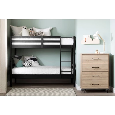 Twin Fakto Solid Wood Bunk Beds Matte Black - South Shore 5 Twin Fakto Solid Wood Bunk Beds Matte Black - South Shore - Image 3