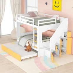Full Over Full Bunk Bed With Trundle, Stairs, Ladders And Storage Cabinet-ModernLuxe -Kiddo Land Store GUEST 08826976 02f5 44eb b865 06387d63246e