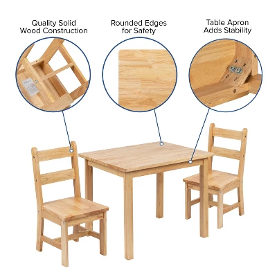 Flash Furniture Kids Solid Hardwood Table And Chair Set For Playroom, Bedroom, Kitchen - 3 Piece Set 12 Flash Furniture Kids Solid Hardwood Table And Chair Set For Playroom, Bedroom, Kitchen - 3 Piece Set - Image 10