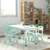 Qaba Kids Table And Chair Set With 4 Chairs, Adjustable Height, Easy To Clean Table Surface, For 1.5 - 5 Years Old -Kiddo Land Store GUEST 0d28c3cd 9c05 4ed1 afea edf06feffcde