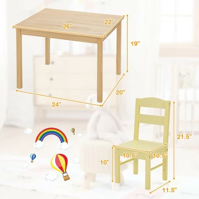 Costway Kids 5 Piece Table Chair Set Pine Wood Multicolor Children Play Room Furniture 3 Costway Kids 5 Piece Table Chair Set Pine Wood Multicolor Children Play Room Furniture