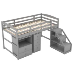 Twin Size Loft Bed With Multifunctional Movable Built-in Desk And Staircase-ModernLuxe -Kiddo Land Store GUEST 169f6e95 6bd3 4b0f a11e 2f6512953a48