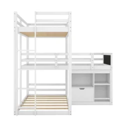 Twin Size L-shaped Wood Triple Bunk Bed With Storage Cabinet, Ladder And Blackboard-ModernLuxe 15 Twin Size L-shaped Wood Triple Bunk Bed With Storage Cabinet, Ladder And Blackboard-ModernLuxe -Kiddo Land Store GUEST 180ede9a 71fb 495e 88c0 dcaf1c5422e7