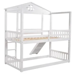 Twin Over Twin House Shaped Bunk Bed With Convertible Slide And Ladder-ModernLuxe -Kiddo Land Store GUEST 19c3114a fb00 4e12 9aad ee1ff44b9b84