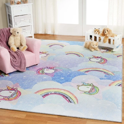 Unicorn Rainbow Colorful Kids Playroom Nursery Washable Indoor Area Rug By Blue Nile Mills 3 Unicorn Rainbow Colorful Kids Playroom Nursery Washable Indoor Area Rug By Blue Nile Mills