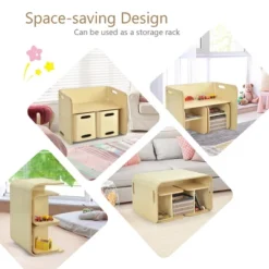 Costway 3 Piece Kids Wooden Table & Chair Set Children Multipurpose Homeschool Furniture -Kiddo Land Store GUEST 1ea3c7fc cf3c 45ce 8e24 d0ba575c735c
