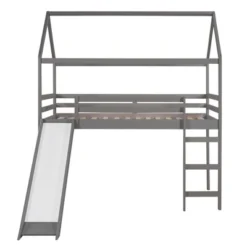 House Shape Twin Size Loft Bed With Slide, Gray - ModernLuxe -Kiddo Land Store GUEST 20cd095e 3126 4a5e b4ff 2d77b85a2768