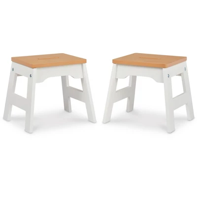 Melissa & Doug Wooden Stools - Set Of 2 - White/Natural 4 Melissa & Doug Wooden Stools - Set Of 2 - White/Natural - Image 2