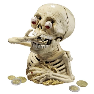 Design Toscano Bugged-Out Hungry Skeleton Cast Iron Mechanical Coin Bank 3 Design Toscano Bugged-Out Hungry Skeleton Cast Iron Mechanical Coin Bank
