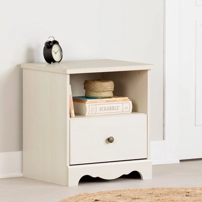 Lyara 1 Drawer Nightstand White Wash - South Shore 3 Lyara 1 Drawer Nightstand White Wash - South Shore