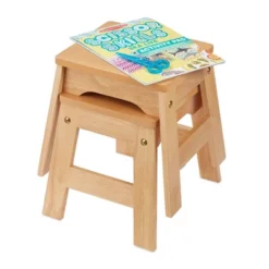 Melissa & Doug Wooden Stools - Set Of 2 - Natural -Kiddo Land Store GUEST 2a82cbd6 f6fc 4c20 b69a 12bcca308ad2
