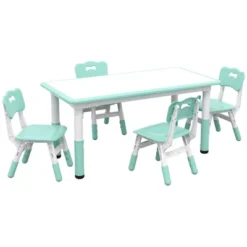 Qaba Kids Table And Chair Set With 4 Chairs, Adjustable Height, Easy To Clean Table Surface, For 1.5 - 5 Years Old 14 Qaba Kids Table And Chair Set With 4 Chairs, Adjustable Height, Easy To Clean Table Surface, For 1.5 - 5 Years Old -Kiddo Land Store GUEST 2b8852fb 0182 4bed 96d3 4619727e9afc