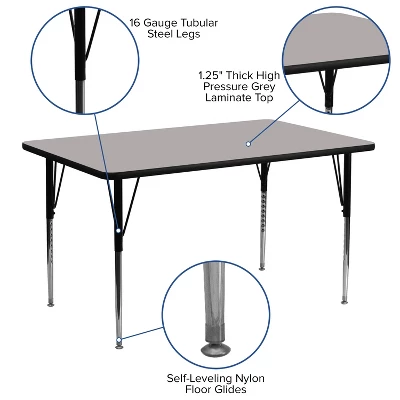 Emma And Oliver 24x60 Rectangle HP Laminate Adjustable Activity Table 9 Emma And Oliver 24x60 Rectangle HP Laminate Adjustable Activity Table - Image 7