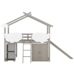 Twin Size House Shape Loft Bed With Wardrobe, Slide And Pullout Desk - ModernLuxe -Kiddo Land Store GUEST 2dddc608 c917 4843 809b 859ab065e2a4