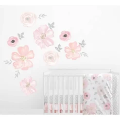 Watercolor Floral LG Wall Stickers Pink - Sweet Jojo Designs