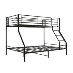 Twin-Over-Full Metal Bunk Bed With Ladder And Enhanced Upper-Level Guardrail, Black-ModernLuxe 12 Twin-Over-Full Metal Bunk Bed With Ladder And Enhanced Upper-Level Guardrail, Black-ModernLuxe -Kiddo Land Store GUEST 319de675 f7ae 46cf be44 6df302fb559b