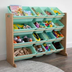 Toy Organizer With 16 Storage Bins Natural/Mint - Humble Crew -Kiddo Land Store GUEST 33742ddc 3da9 4bde 96ed f83db271ac0c