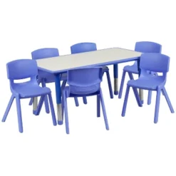Flash Furniture 23.625"W X 47.25"L Rectangular Plastic Height Adjustable Activity Table Set With 6 Chairs 28 Flash Furniture 23.625"W X 47.25"L Rectangular Plastic Height Adjustable Activity Table Set With 6 Chairs -Kiddo Land Store GUEST 36dddfc5 83fc 49ff a5f5 3bd9cf55b030