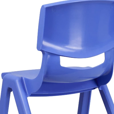 Flash Furniture 4 Pack Blue Plastic Stackable School Chair With 15.5'' Seat Height 7 Flash Furniture 4 Pack Blue Plastic Stackable School Chair With 15.5'' Seat Height - Image 5