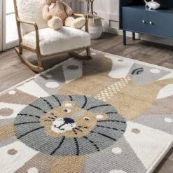 Brodie Cheerful Lion Kids Area Rug 18 Brodie Cheerful Lion Kids Area Rug -Kiddo Land Store GUEST 44498755 4f39 41b6 8d94 2ebc67019c85