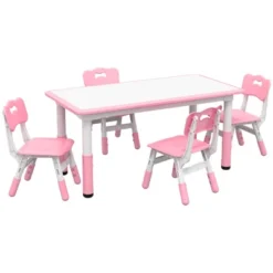 Qaba Kids Table And Chair Set With 4 Chairs, Adjustable Height, Easy To Clean Table Surface, For 1.5 - 5 Years Old 15 Qaba Kids Table And Chair Set With 4 Chairs, Adjustable Height, Easy To Clean Table Surface, For 1.5 - 5 Years Old -Kiddo Land Store GUEST 4d925f3a d95f 4561 b191 4b29f23128fa