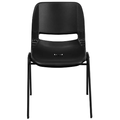 Emma And Oliver Kid's Black Ergonomic Shell Stack Chair - Black Frame And 14"H Seat 10 Emma And Oliver Kid's Black Ergonomic Shell Stack Chair - Black Frame And 14"H Seat - Image 8