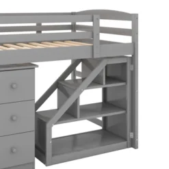 Twin Size Loft Bed With Multifunctional Movable Built-in Desk And Staircase-ModernLuxe -Kiddo Land Store GUEST 4e223261 7d3a 48ad a50e 81a2329c83ba