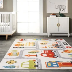 NuLOOM Carmina City Streets Machine Washable Kids Area Rug 3' X 5' In White Multi 16 NuLOOM Carmina City Streets Machine Washable Kids Area Rug 3' X 5' In White Multi -Kiddo Land Store GUEST 515b8aa2 1d26 4739 984e 71a443d3b887