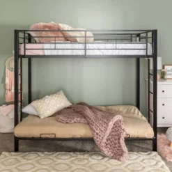 Twin Over Futon Analise Metal Bunk Bed Black - Saracina Home -Kiddo Land Store GUEST 561bd3db cee9 44eb b8a5 0f2ff86da729