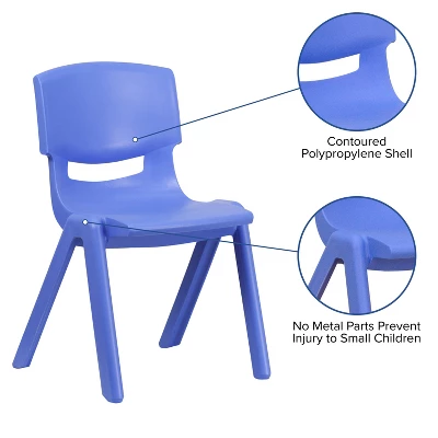 Flash Furniture 4 Pack Blue Plastic Stackable School Chair With 15.5'' Seat Height 4 Flash Furniture 4 Pack Blue Plastic Stackable School Chair With 15.5'' Seat Height - Image 2