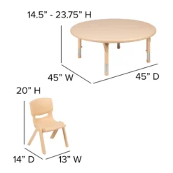 Flash Furniture 45" Round Plastic Height Adjustable Activity Table Set With 4 Chairs -Kiddo Land Store GUEST 5bde440d 599a 4c96 acf1 f2e4c312f711