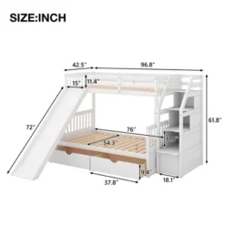 Twin Over Full Bunk Bed With Drawers,Storage Staircase And Slide-ModernLuxe -Kiddo Land Store GUEST 5ce61eb1 52eb 4939 be29 f391bb2c3216