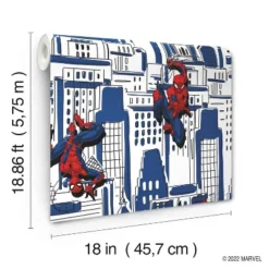 Spider-Man Cityscape Peel And Stick Wallpaper Red/Blue/Gray - RoomMates -Kiddo Land Store GUEST 619624c6 89cf 46a9 ba3f 09e2af8af588