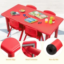Costway Kids Plastic Rectangular Learn And Play Table Playroom Kindergarten Home Red -Kiddo Land Store GUEST 675679d4 b25d 4b43 a483 ebccd3cb01ab