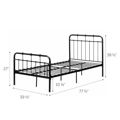 Vito Metal Complete Bed Pure Black - South Shore 10 Vito Metal Complete Bed Pure Black - South Shore - Image 8