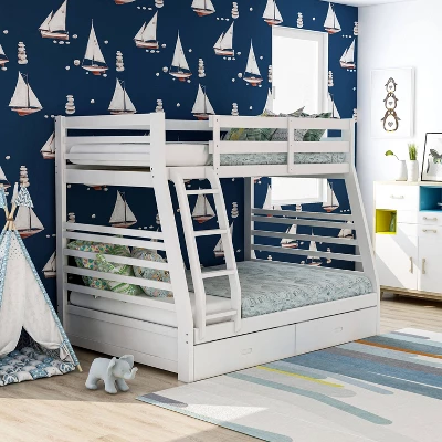 HOMES: Inside + Out Twin Over Full Kids' Emma Bunk Bed White - IoHOMES 3 HOMES: Inside + Out Twin Over Full Kids' Emma Bunk Bed White - IoHOMES