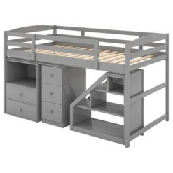 Twin Size Loft Bed With Multifunctional Movable Built-in Desk And Staircase-ModernLuxe -Kiddo Land Store GUEST 6b4ccef3 003a 4f25 974b 7b1e2934f578