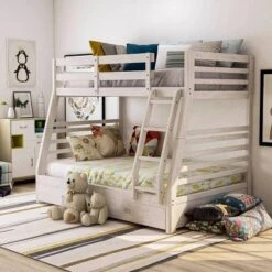 HOMES: Inside + Out Twin Over Full Kids' Emma Bunk Bed Wire Brushed White - IoHOMES