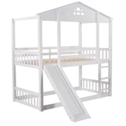 Twin Over Twin House Shaped Bunk Bed With Convertible Slide And Ladder-ModernLuxe -Kiddo Land Store GUEST 71289899 6f12 4411 ae94 2377cec115dc