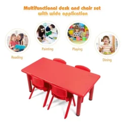 Costway Kids Plastic Rectangular Learn And Play Table Playroom Kindergarten Home Red -Kiddo Land Store GUEST 72f3058c 5824 46ca acf0 39391ff79162