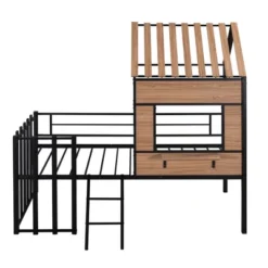 Metal Twin Size Loft Bed With Roof, Windows, Railing And Ladder - ModernLuxe -Kiddo Land Store GUEST 733f9e64 d522 4d2b af19 7d5d00001745