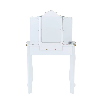 Fashion Polka Dot Gisele Play Vanity Set With Led Mirror White/Gold - Teamson Kids 6 Fashion Polka Dot Gisele Play Vanity Set With Led Mirror White/Gold - Teamson Kids - Image 4