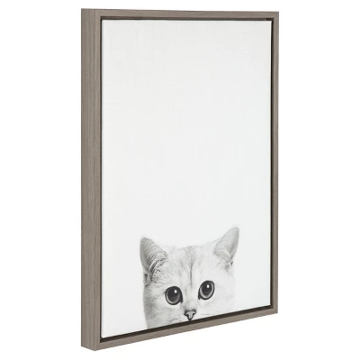 24" X 18" Kitty Framed Canvas Art Gray - Uniek 3 24" X 18" Kitty Framed Canvas Art Gray - Uniek