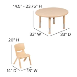 Flash Furniture 33" Round Plastic Height Adjustable Activity Table Set With 4 Chairs -Kiddo Land Store GUEST 78fd628b 30f5 4d49 9fd8 294e7bd981d1
