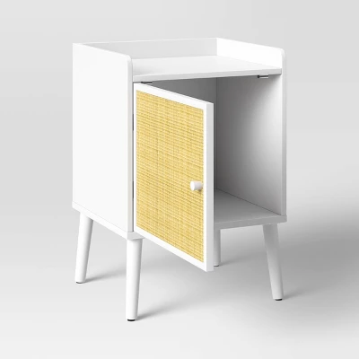 Rattan And Wood Bedside Kids' Table White - Pillowfort™ 4 Rattan And Wood Bedside Kids' Table White - Pillowfort™ - Image 2