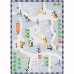 Well Woven Construction Vehicles Playmat Apollo Kids Collection Grey Multi Area Rug -Kiddo Land Store GUEST 7a7f23e0 eed0 4397 91f7 1067c331b758