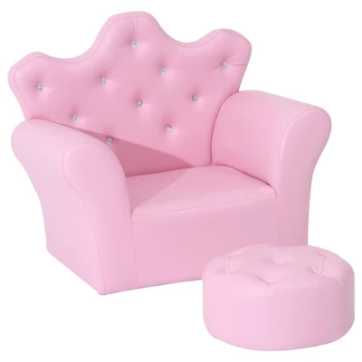 Qaba Kids Sofa Set, Children's Upholstered Sofa With Footstool, Princess Sofa With Diamond Decoration, Baby Sofa Chair For Toddlers, Girls, Pink 5 Qaba Kids Sofa Set, Children's Upholstered Sofa With Footstool, Princess Sofa With Diamond Decoration, Baby Sofa Chair For Toddlers, Girls, Pink - Image 3