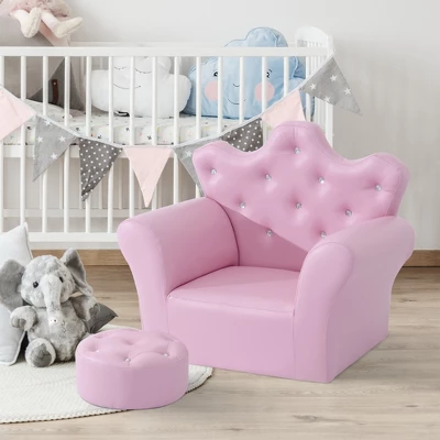 Qaba Kids Sofa Set, Children's Upholstered Sofa With Footstool, Princess Sofa With Diamond Decoration, Baby Sofa Chair For Toddlers, Girls, Pink 3 Qaba Kids Sofa Set, Children's Upholstered Sofa With Footstool, Princess Sofa With Diamond Decoration, Baby Sofa Chair For Toddlers, Girls, Pink